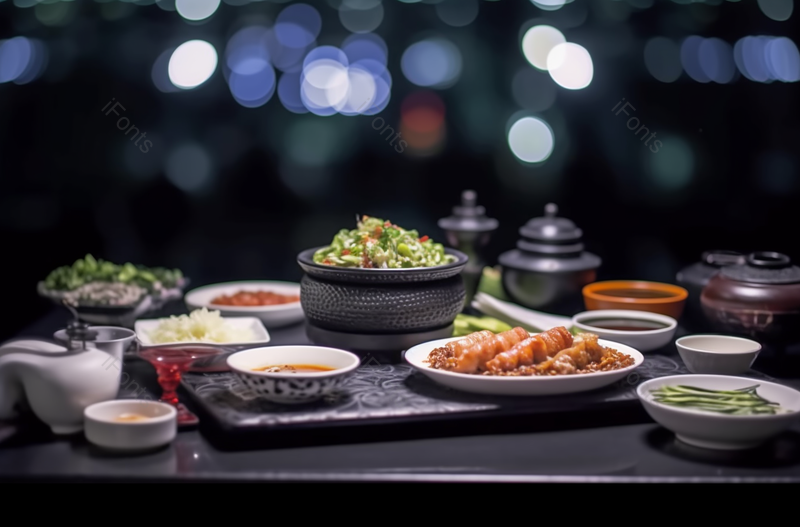 古色古香石桌上清淡健康美食摄影实拍,高清,摄影图,摄影图片,图片大全,摄影图免费下载